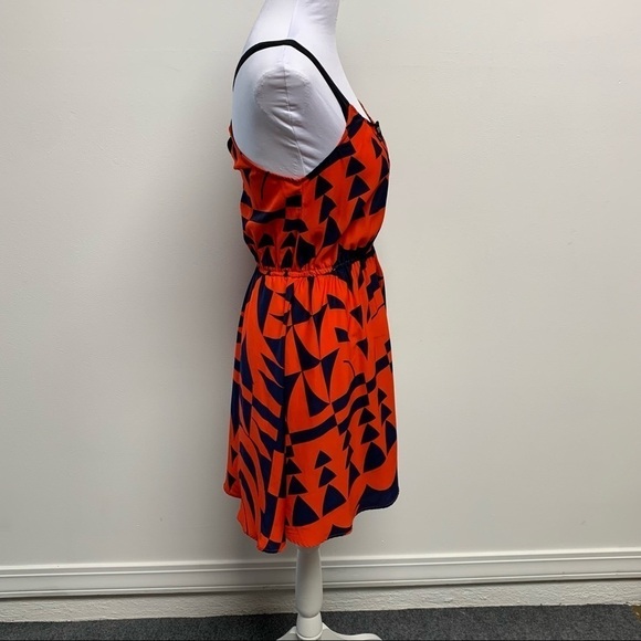 Anthropologie | Silence + Noise | Size XS | Red/Navy Sleeveless Geometric Dress - Picture 4 of 12